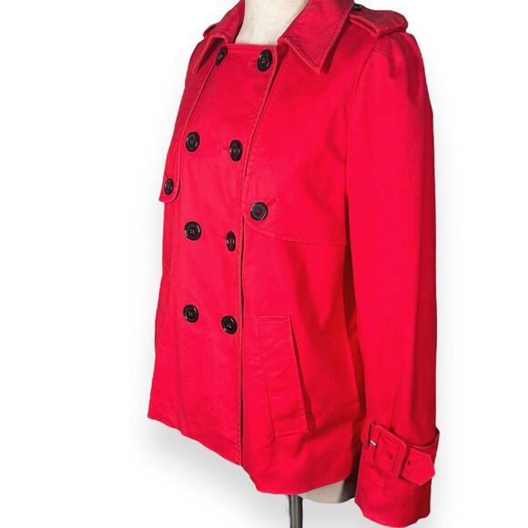 LK BENNETT LONDON Double Breasted Coat Jacket Regal Kate Middleton Pleated Red - Picture 5 of 16